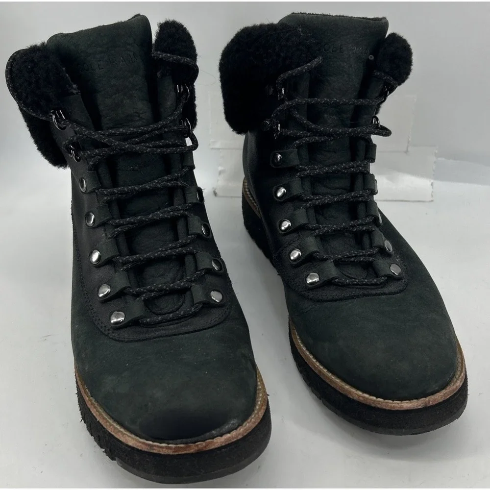 Cole Haan Zerogrand Explorer‎ Waterproof Hiker Boots Black Suede Women's 9B
